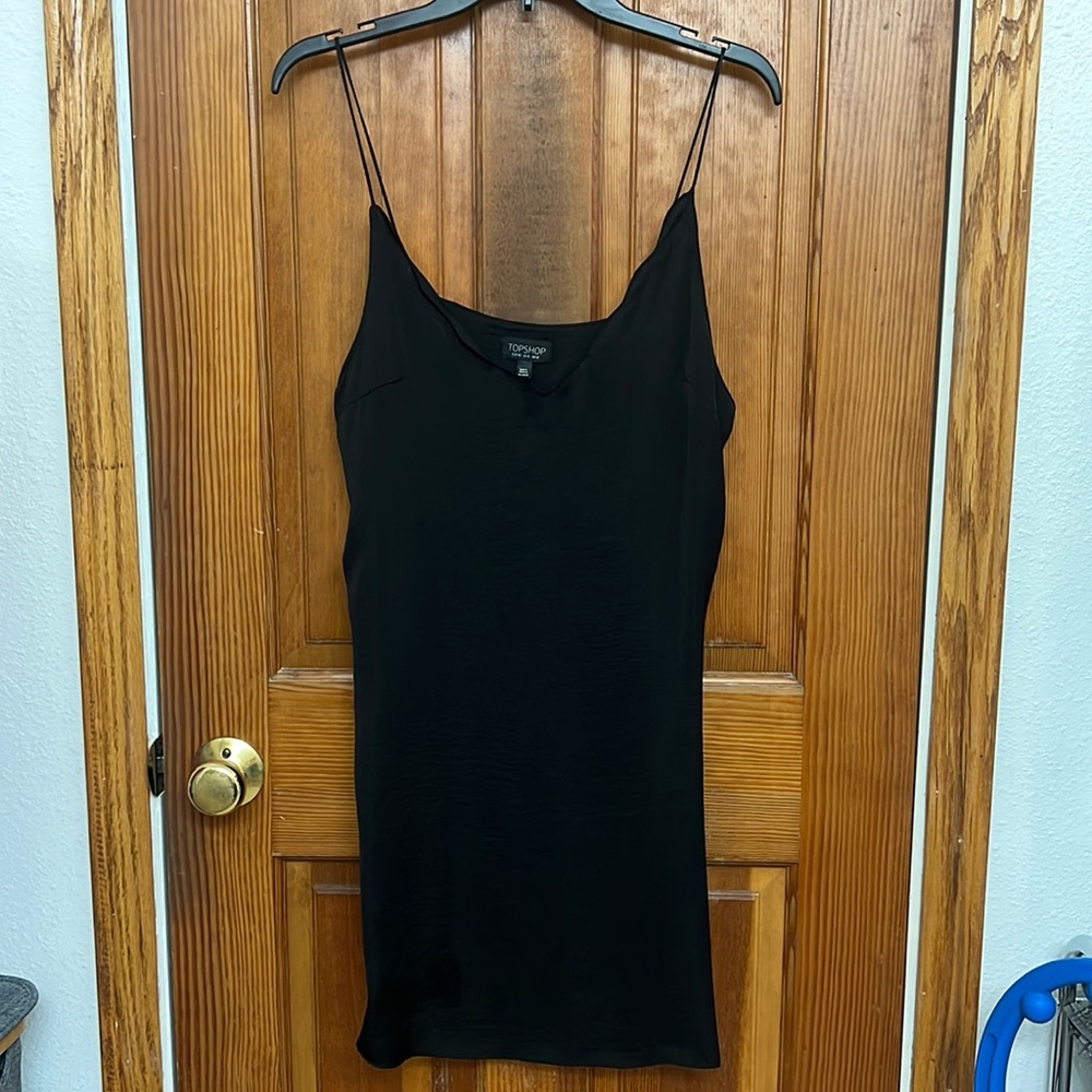 Loose fitting black slip dress